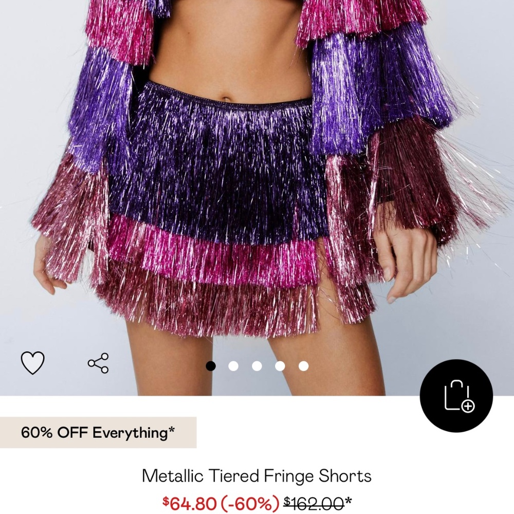 Nasty Gal Metallic Tiered Fringe Shorts Eras Tour outfit